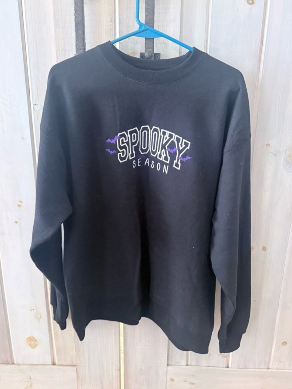 Spooky Season Embroidered Black Crewneck Sweatshirt